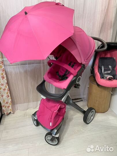 Stokke xplory v4 2 в 1 pink + автолюлька