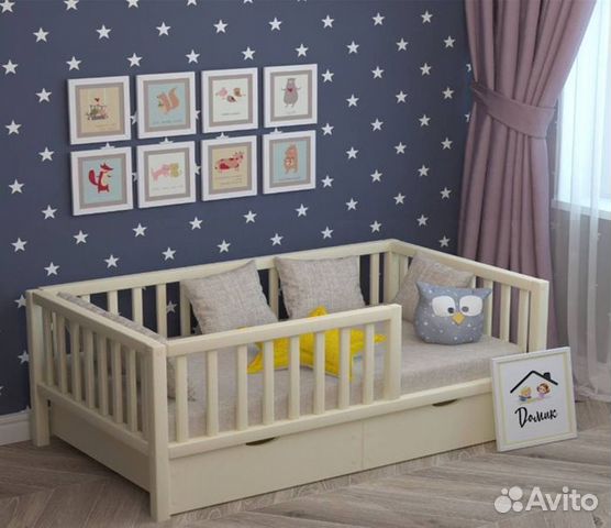 Кроватка сингл для малыша из массива высокий борт