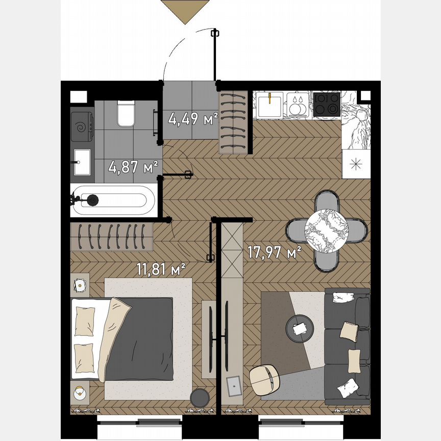 1-к. апартаменты, 40,1 м², 19/23 эт.