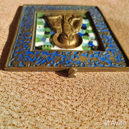 Икона меднолитая святой Паисий патина