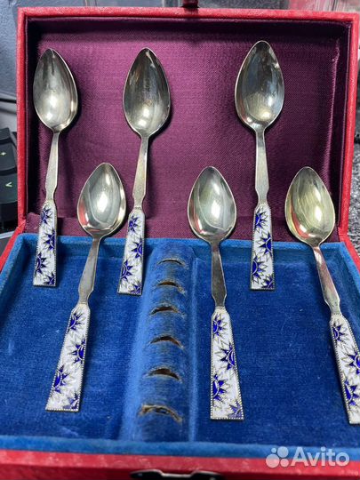 Серебряный набор чайных ложек 825 проба