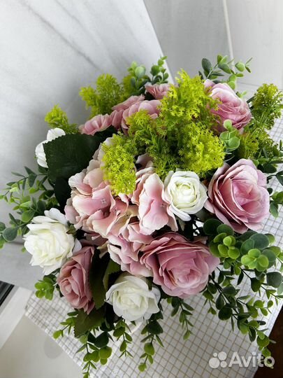 Букет, искусственные цветы, зелень