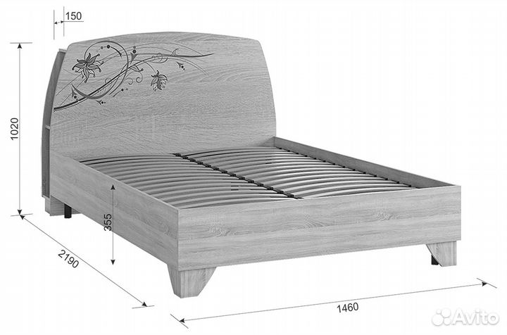 Виктория-1 Кровать с основанием 140х200 см (белое дерево)