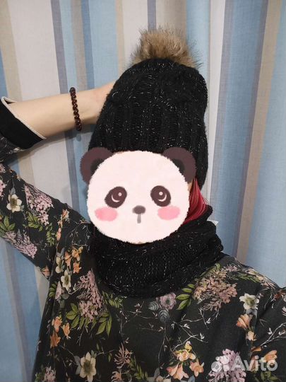 Зимний комплект шапка и снуд женский