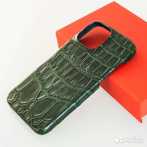 Чехол iPhone 13 / 14 Pro Max крокодил зелёный