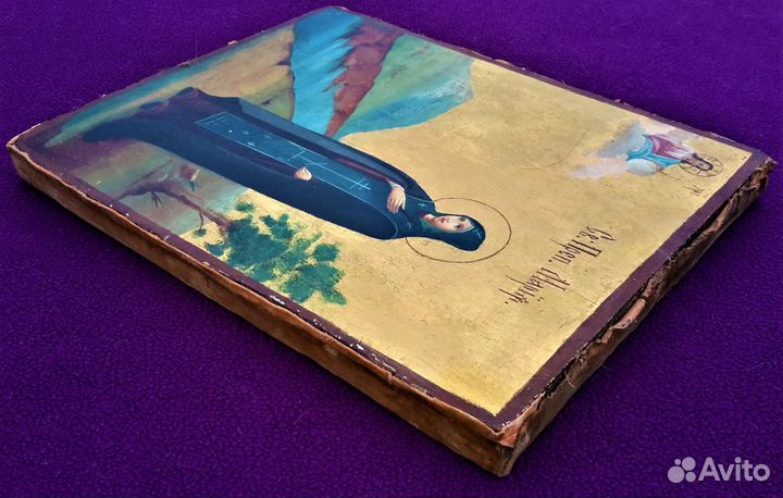 Старинная икона на золоте Святая Преподобная Мария