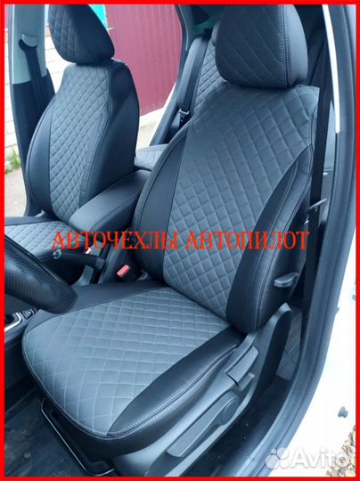 Чехлы Автопилот LADA Vesta из экокожи чёрно-серые