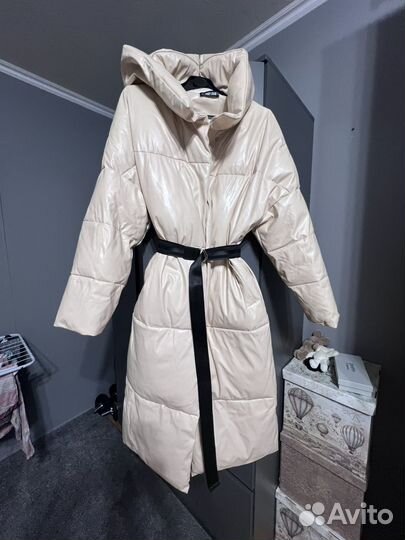 Пуховик женский, куртка на теплую зиму из кожзам