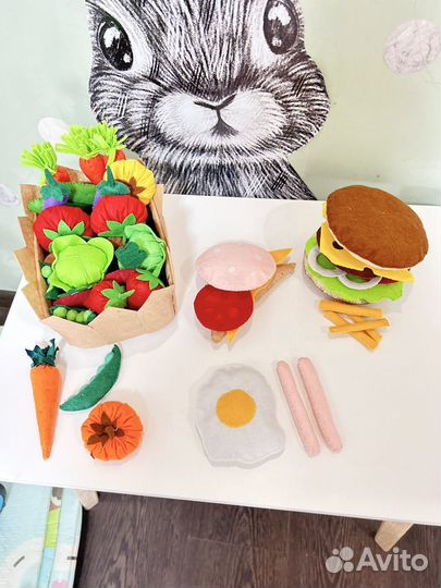 Еда из фетра, для кухни, огород из фетра, грядка