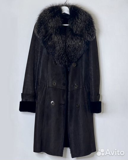 Дубленка с натуральным мехом чернобурки
