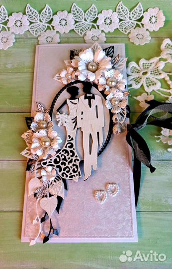 Открытка (конверт) на свадьбу ручной работы