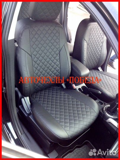 Чехлы Mitsubishi Outlander 3 из экокожи чёрные Ром