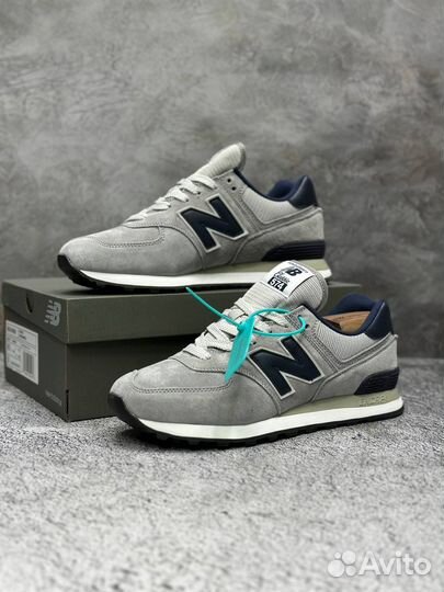 Кроссовки замшевые New Balance 574 Grey Blue