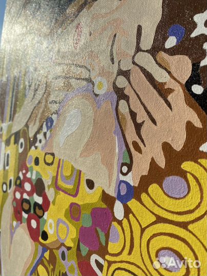 Картина интерьерная акрилом Густав Климт «Поцелуй»
