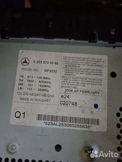 Магнитола на Mercedes W203