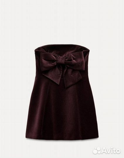 Zara оригинал бархатное платье С бантом S