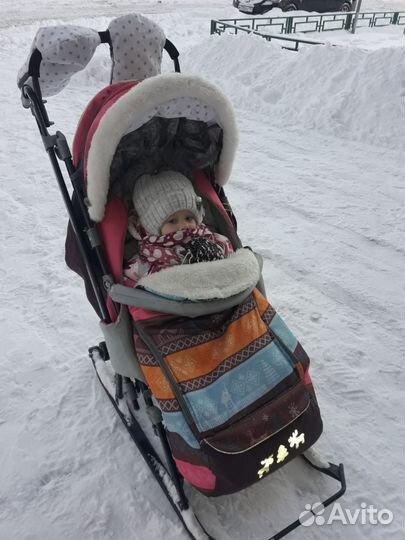 Детские санки коляска на колесах