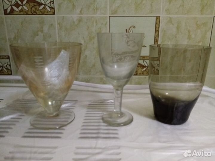 Фужеры, рюмки из цветного стекла СССР