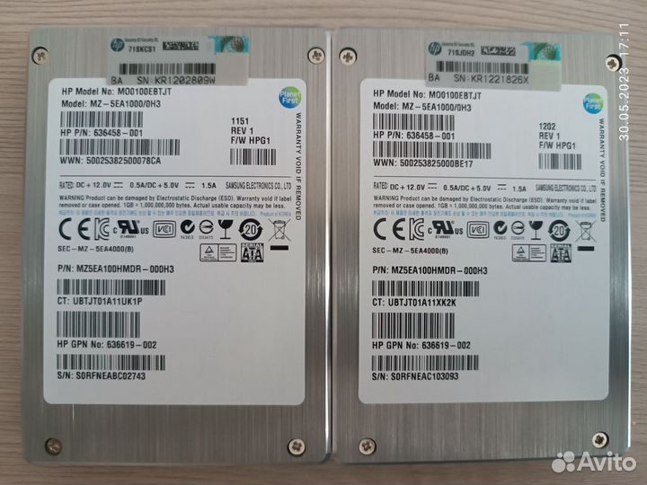 SSD HP MO0100ebtjt (MZ-5EA1000/0H3) 100 gb - Б/У