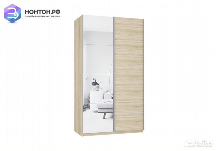 Шкаф-купе 2-х дверный с зеркалами Прайм сонома