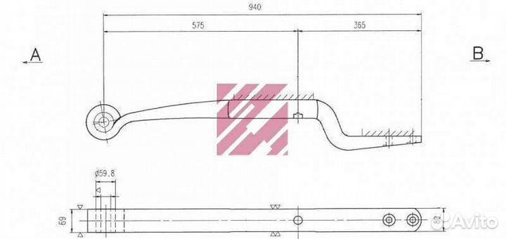 Полурессора бпв однолистовая 1/56x70 575+110