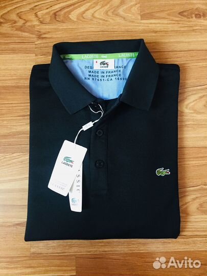 Поло Lacoste длин. рукав Новое Черное