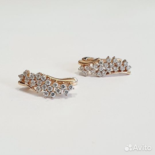 Золотые серьги 585 с фианитами