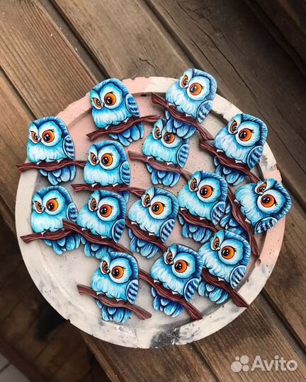 Брошь ручной работы сова