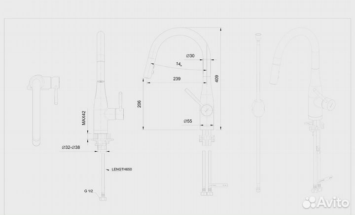 Смеситель для кухни Bravat f7164208bw-1b-eng Черн