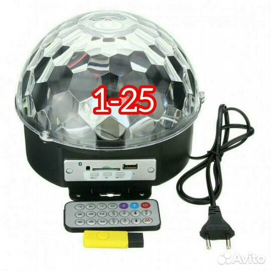 Светодиодный дискошар LED Magic Ball Light MP3 6 ц
