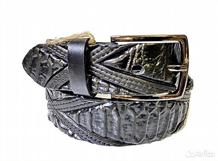 Ремень кожаный с тиснением 3D рисунком