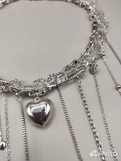 Многослойное колье из хрусталя