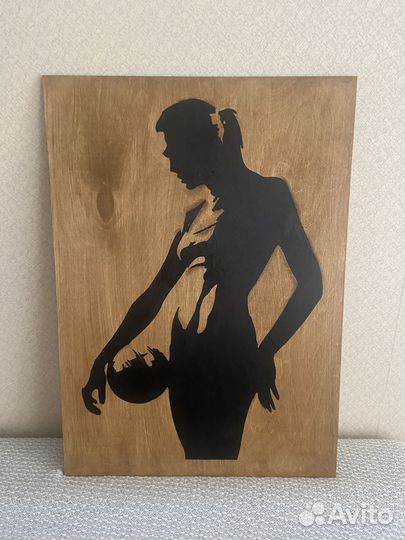 Картина панно из дерева «Волейбол»