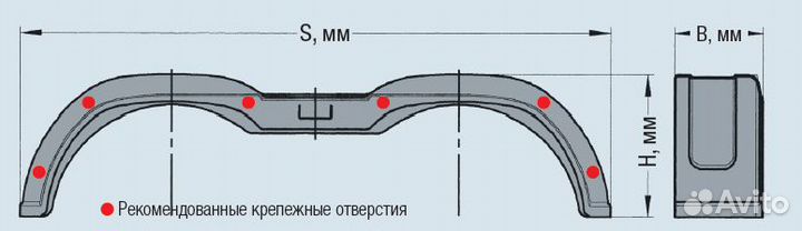 Крыло для прицепа тандем пластиковое 1462х349х200