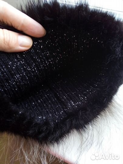 Зимняя шапка чёрная кроличья