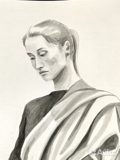 Рисунок с натуры «Лена» А3 карандашом портрет
