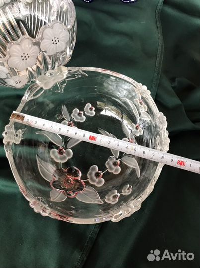 Ваза и менажница цветной хрусталь Германия