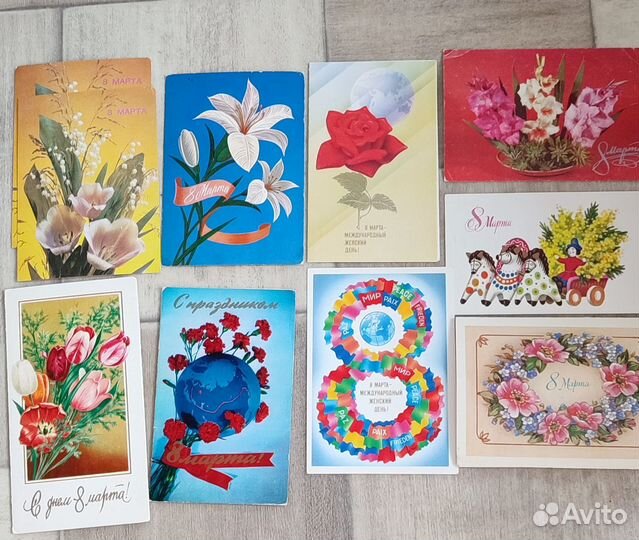 Открытки СССР Чебурашка 8 марта