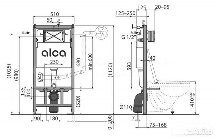 Инсталляция Alcaplast Set 4v1 для установки унитаз