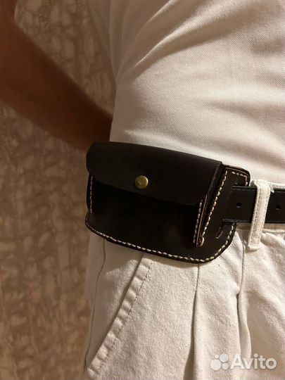 Кошелек на ремень из итальянской кожи