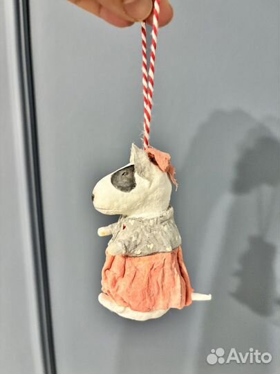 Бультерьер (ватная ) елочная игрушка