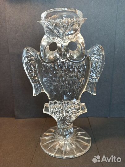 Хрустальный подсвечник для одной свечи сова