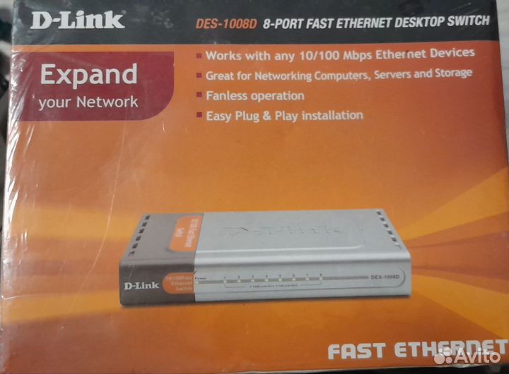 Коммутатор D-link DES-1008D и удлинитель по витой