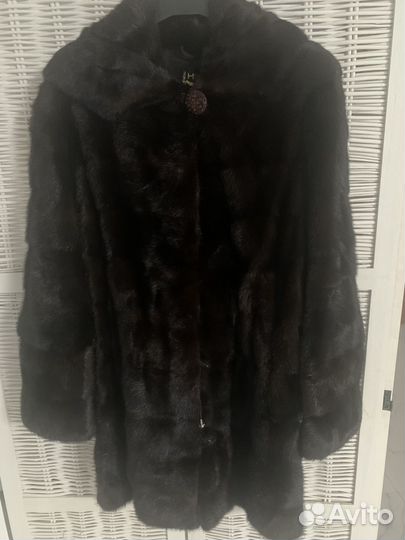 Шуба норковая с капюшоном