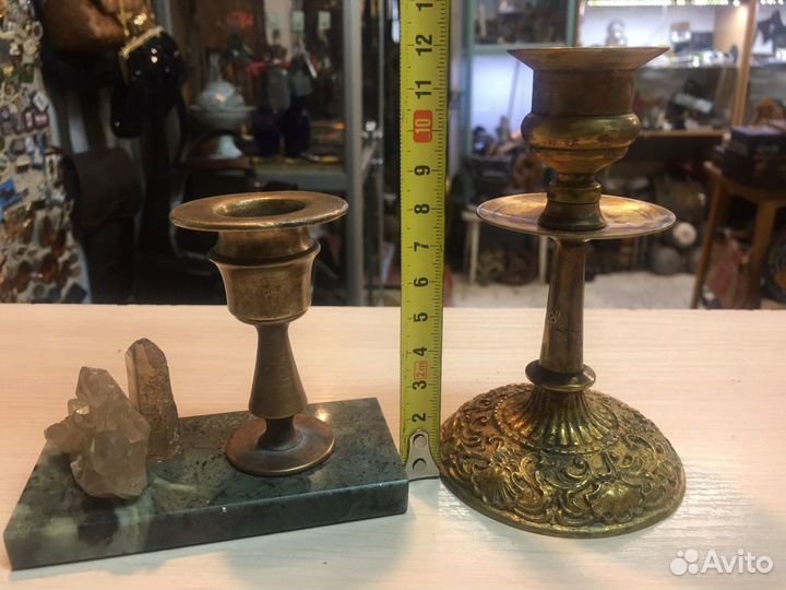 Подсвечник латунный на камне