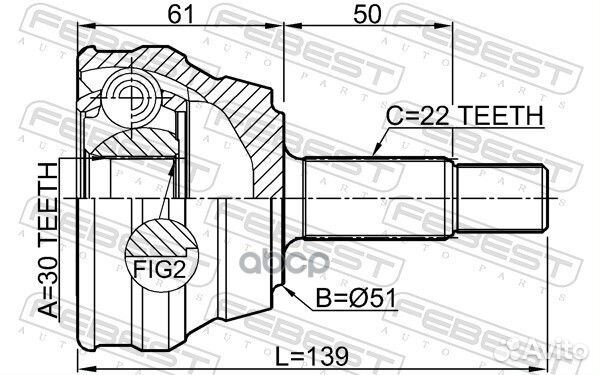 ШРУС наружный 30X51X22 chery amulet/bonus A15 2