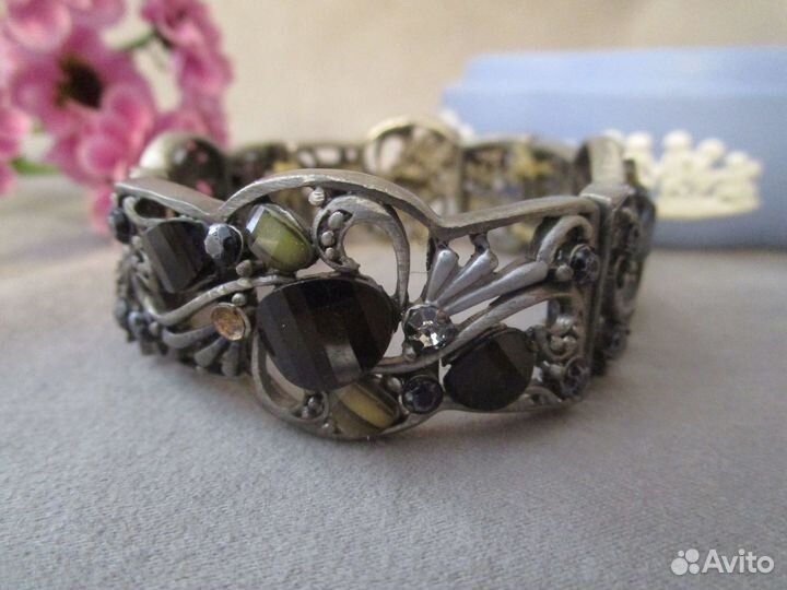Антик браслет металл камни стразы Англия