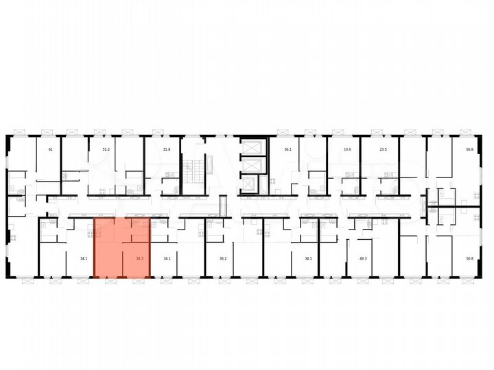 1-к. квартира, 34,3 м², 22/25 эт.