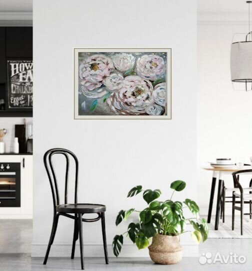 Картина маслом на холсте цветы пионы