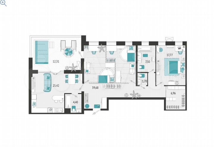 3-к. квартира, 127 м², 21/21 эт.